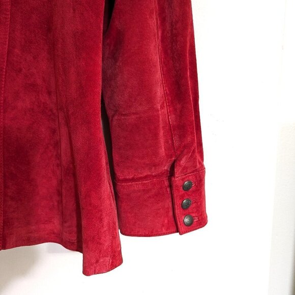 Chico's Suede Fringed Western Style Leather Jacket Red Size 2 (=L/12) - Picture 5 of 7